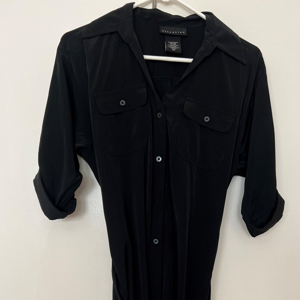 Black Polyester Button Dress sizez S